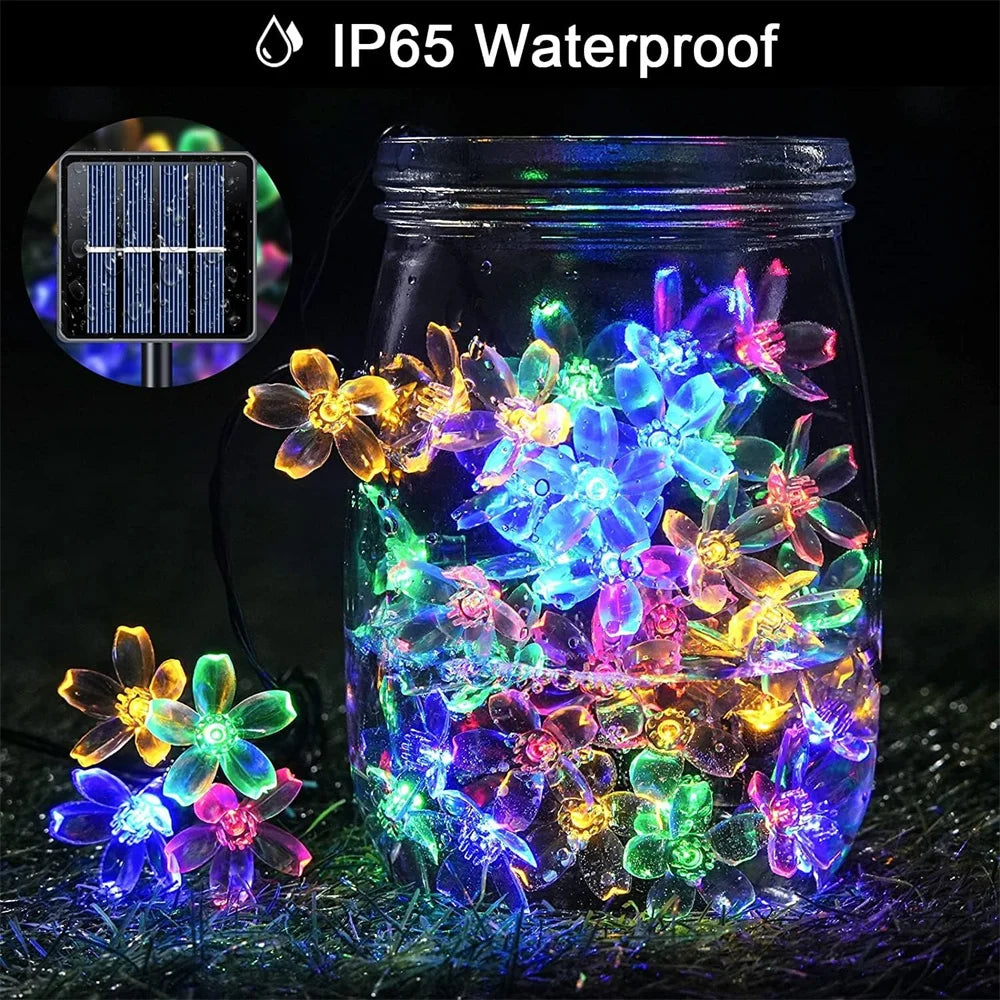 Outdoor Solar Flower String Lights Waterproof Fairy Light Decorations