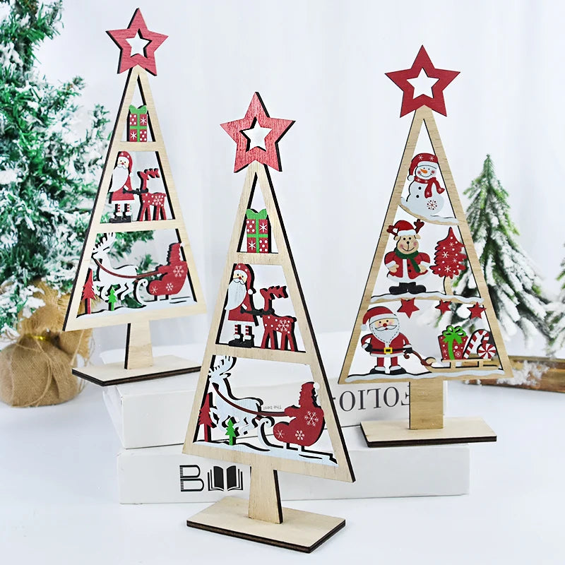 1PC Mini Wooden Christmas Tree Shape Tabletop