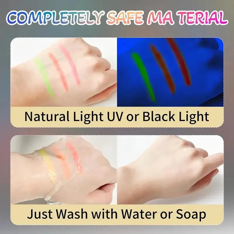 Halloween Glow in The Black Light Face Paint 6/12pcs