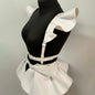 Leather Body Harness Belt Skirt With Ruffle Hem Gothic Style