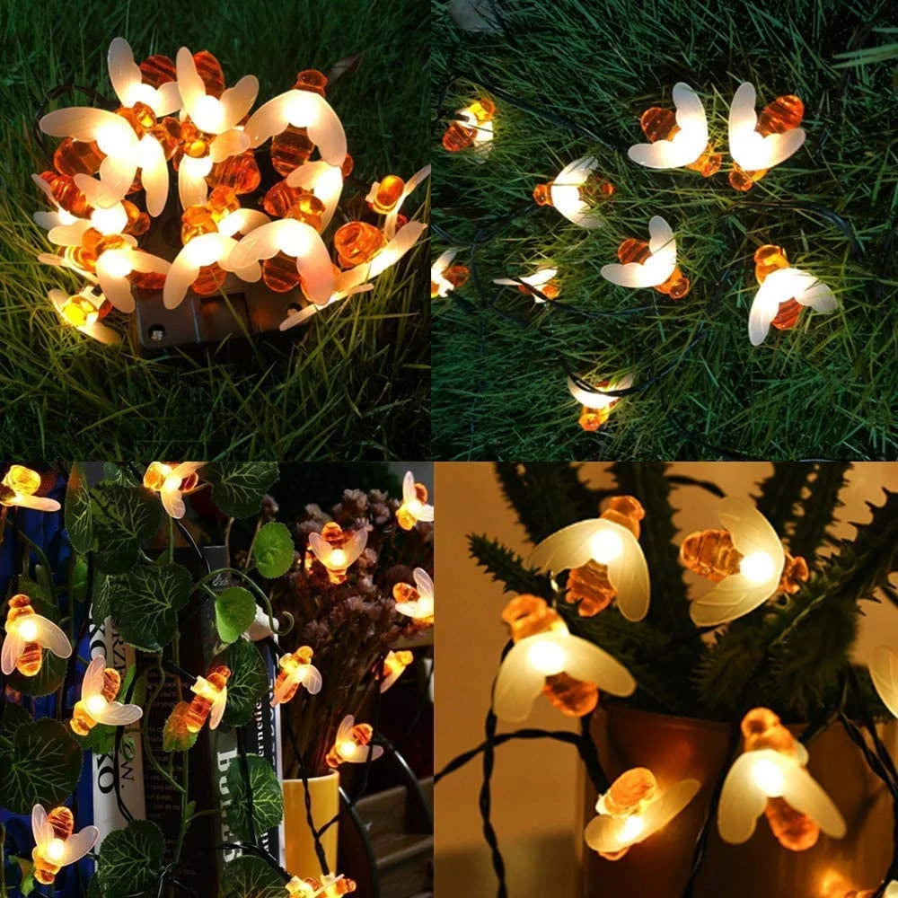 Solar String Light 100 LED Cute Bee Outdoor Light