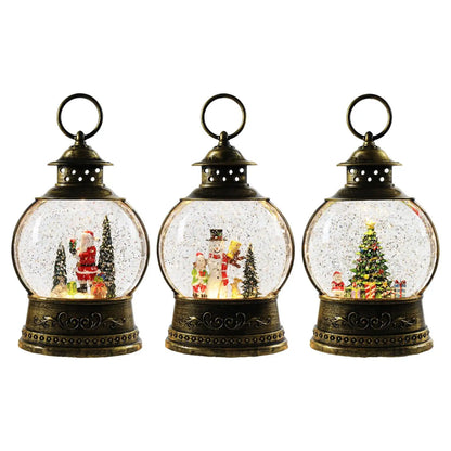 Christmas Light Up Snow Globe Lantern Music Box Ornament Crafts Toys Glitter