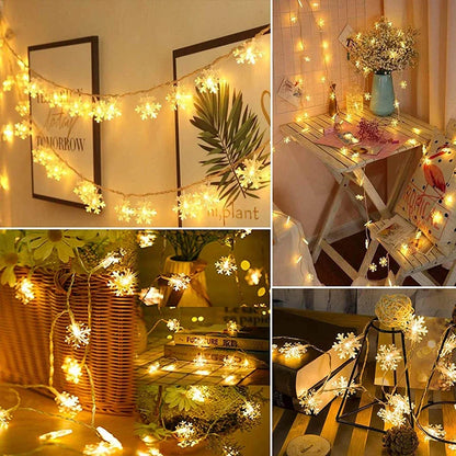 5M/10M LED Snowflake Christmas Garland Fairy Lights