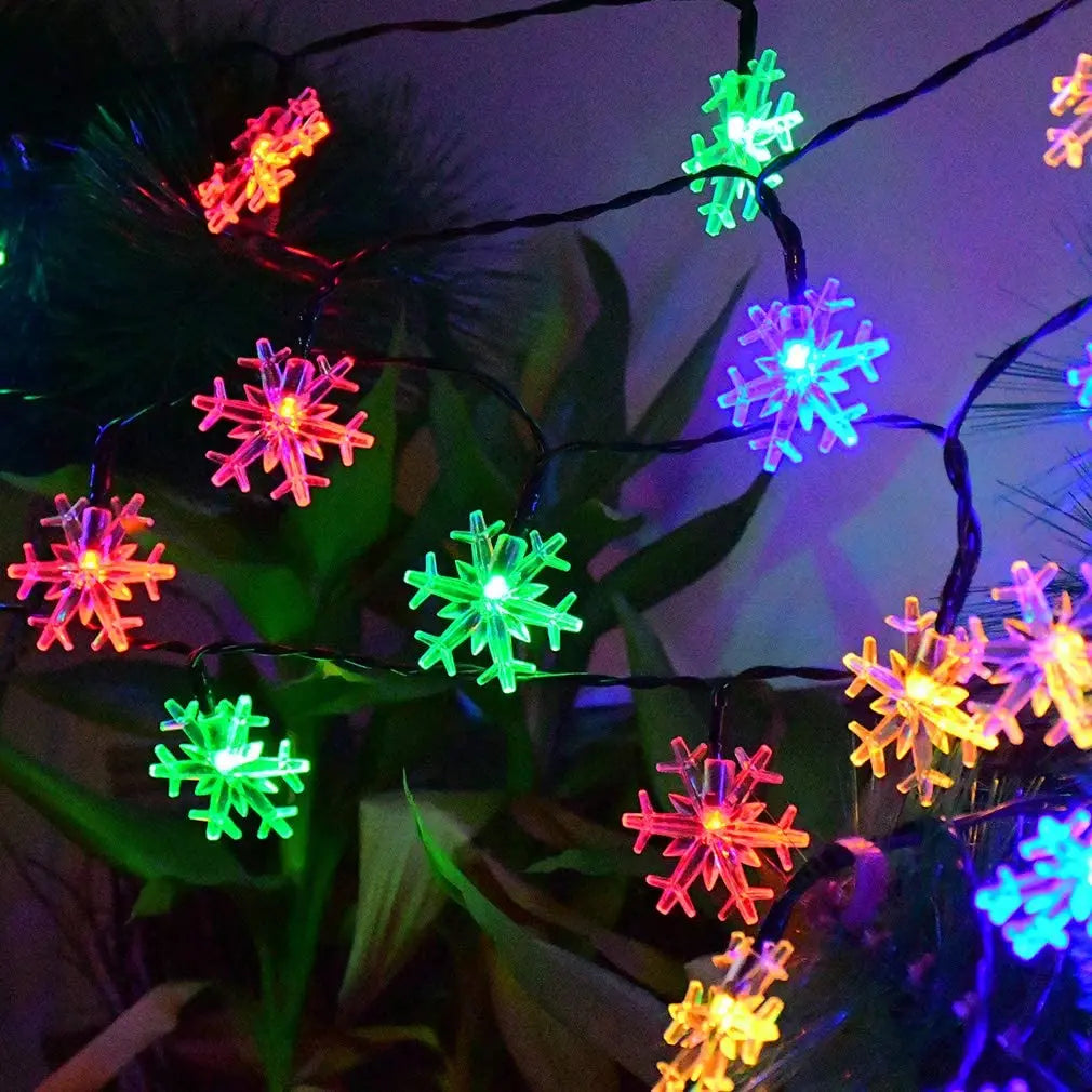 Snow Lamp Christmas Solar Snowflake String Lights