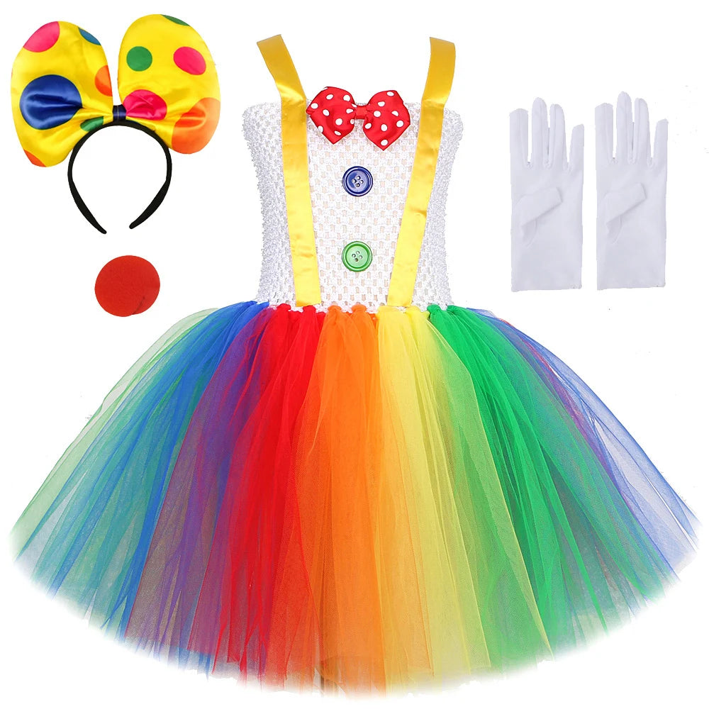 Rainbow Circus Clown Costume for Girls