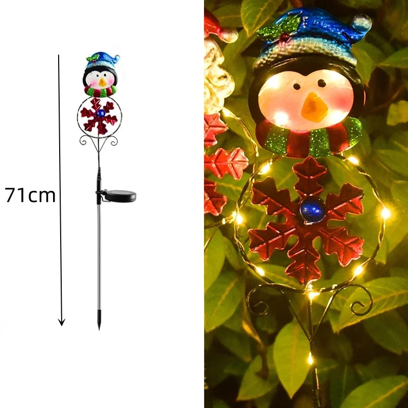 LED Solar Santa Claus Snowman Christmas Lights Outdoor Waterproof For Yard