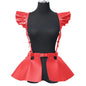 Leather Body Harness Belt Skirt With Ruffle Hem Gothic Style