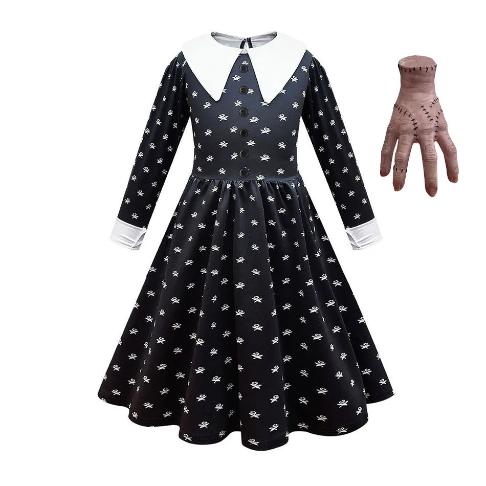 Wednesday Themed Layered Dress for Children