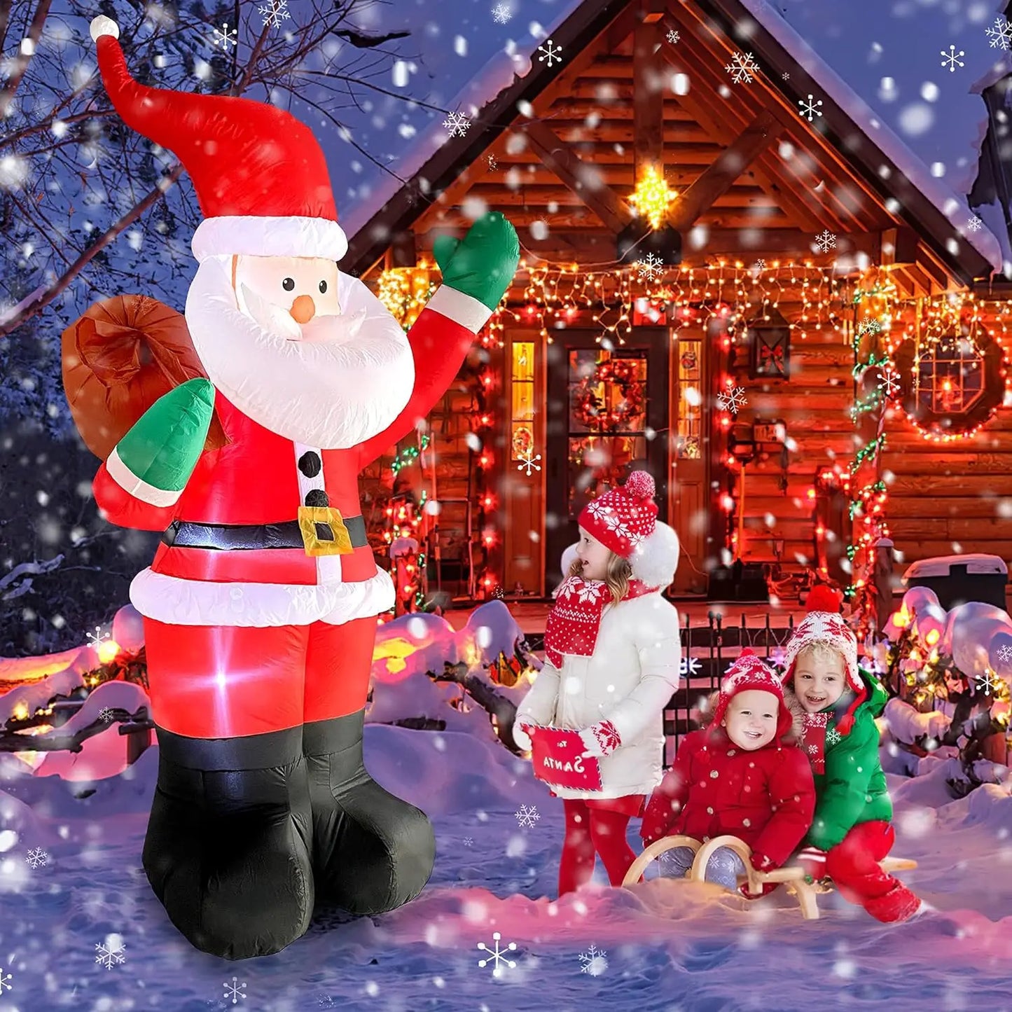 Santa Claus Inflatable LED Lights Yard Decorations