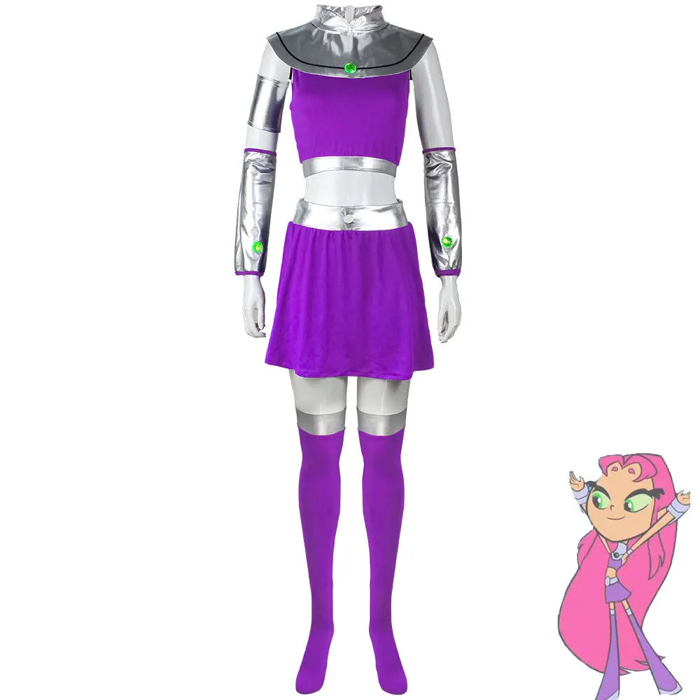 Anime Starfire Teen Cos Titans Cosplay Costume for Adults