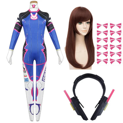Anime Woman Jumpsuit Tights Dva Cosplay Costume