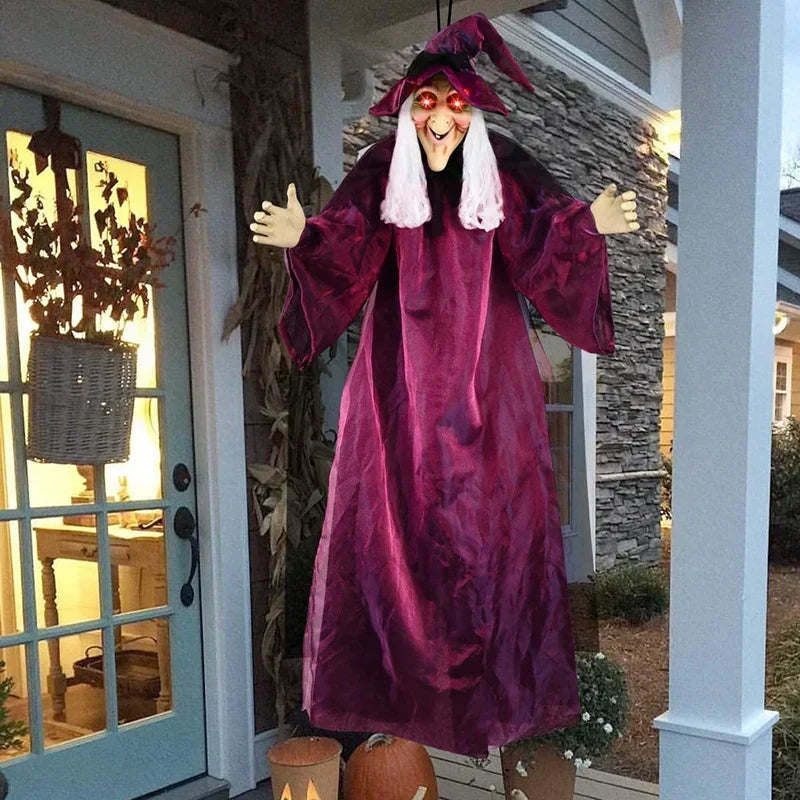 Halloween Life Size Talking Witch Outdoor Purple