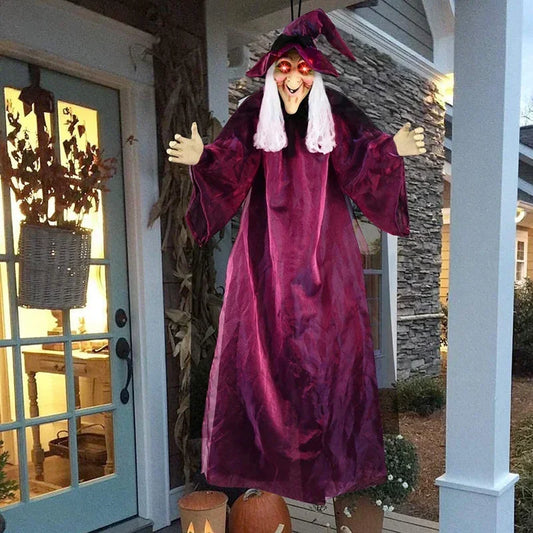 Halloween Life Size Talking Witch Outdoor Purple