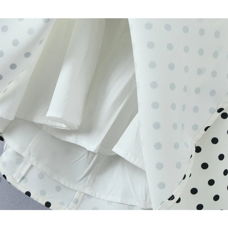 YENKYE French Style Retro Polka Dot Deep V Halter Dress