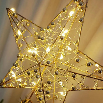 LED Gold Star Tree Topper – Battery Powered Glittering Ornament