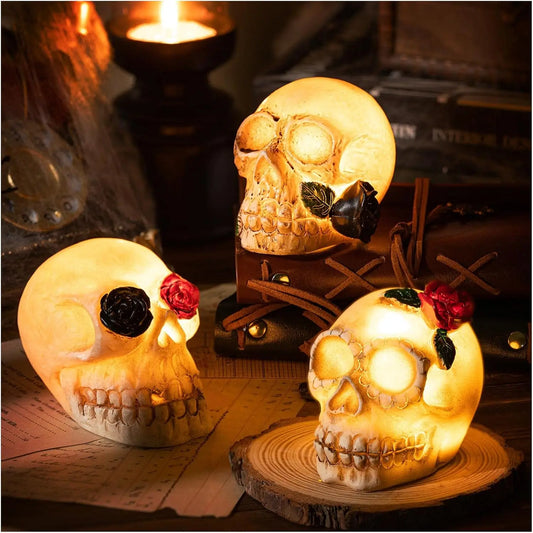 LED Skull Decor - Realistic Glowing Skeleton Heads