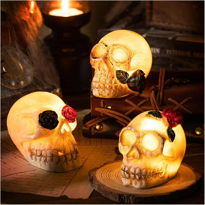 LED Skull Decor - Realistic Glowing Skeleton