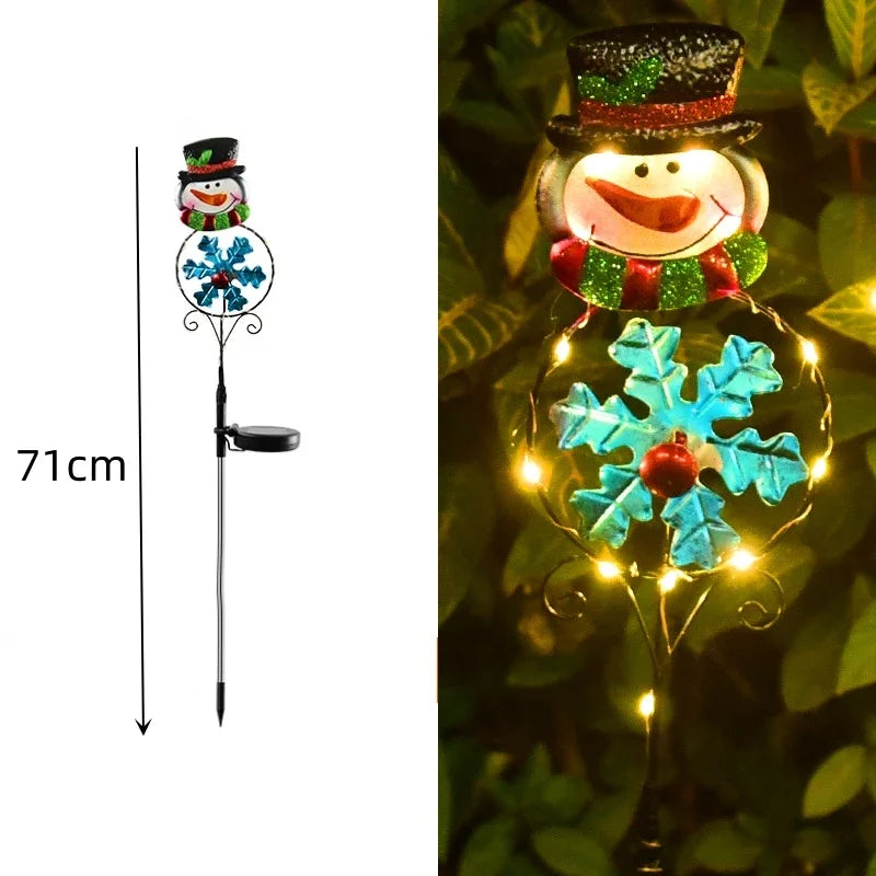 LED Solar Santa Claus Snowman Christmas Lights Outdoor Waterproof For Yard