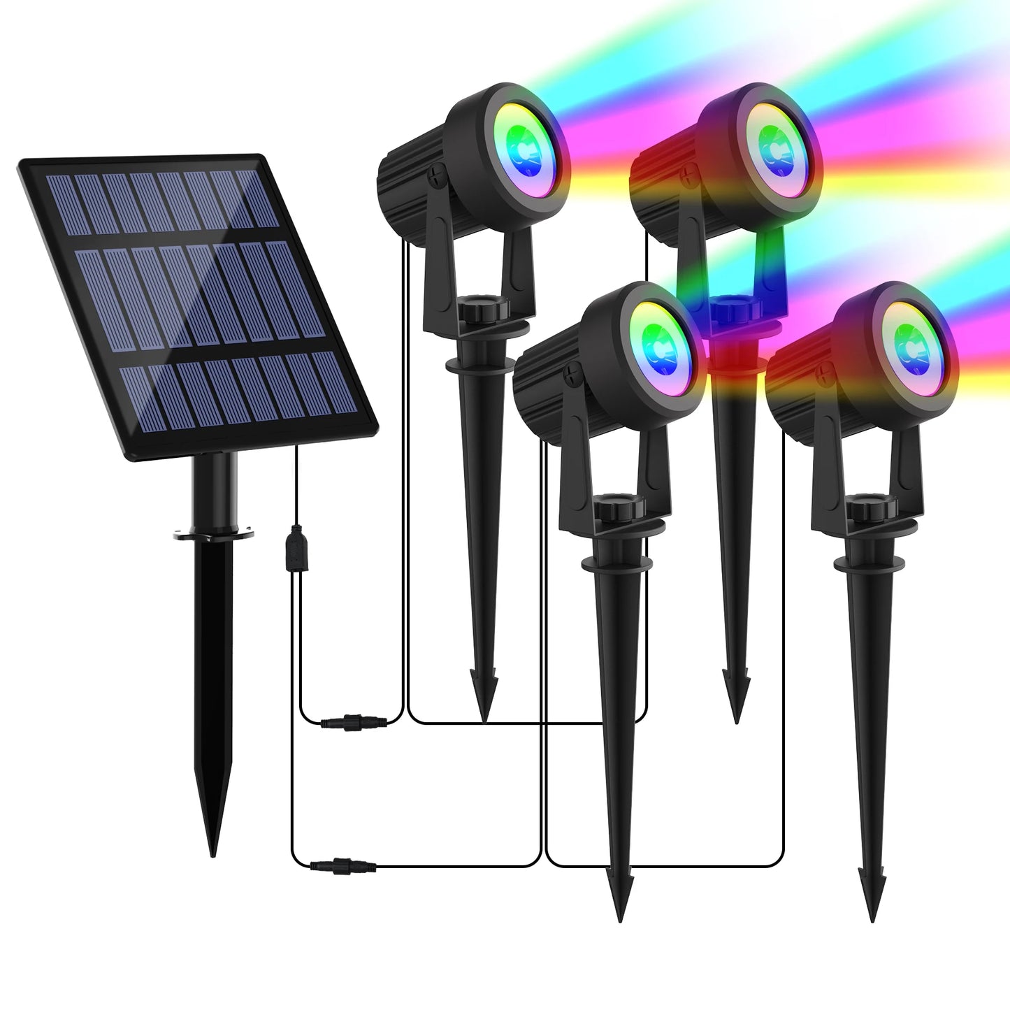 1/2/4/6 Lights RGB Solar Spotlight IP65 Waterproof Solar Light