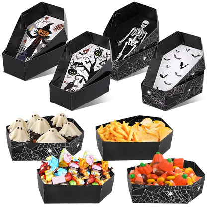 12/24Pcs Halloween Paper Food Serving Trays