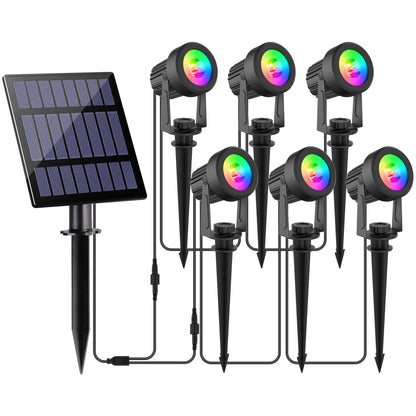 1/2/4/6 Lights RGB Solar Spotlight IP65 Waterproof Solar Light