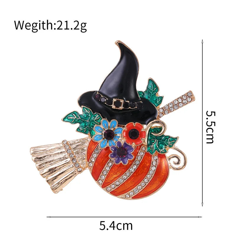 Pumpkin Witch Brooches For Women And Men