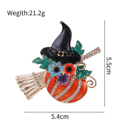 Pumpkin Witch Brooches For Women And Men