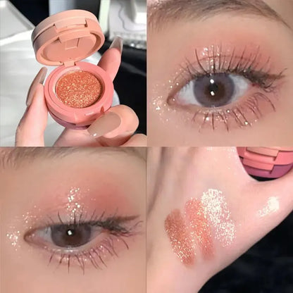 3 Warna Cute Nude Glitter Eyeshadow Palette