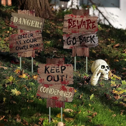 Outdoor Creepy Assorted Warning Sign 3PCS