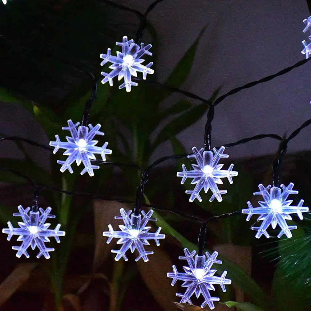 Snow Lamp Christmas Solar Snowflake String Lights