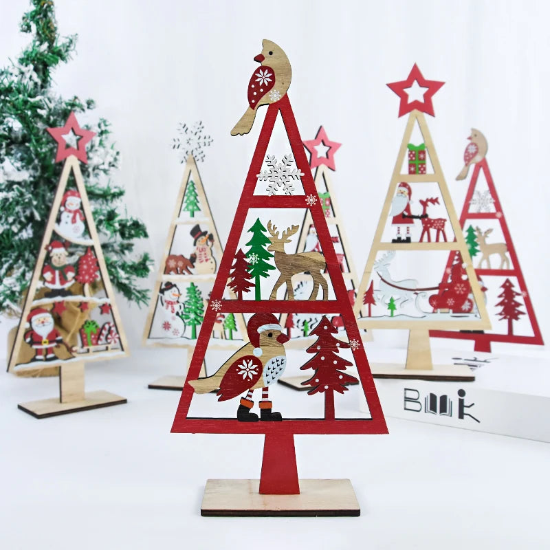 1PC Mini Wooden Christmas Tree Shape Tabletop