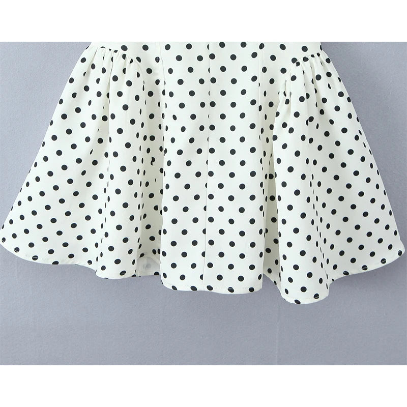 YENKYE French Style Retro Polka Dot Deep V Halter Dress
