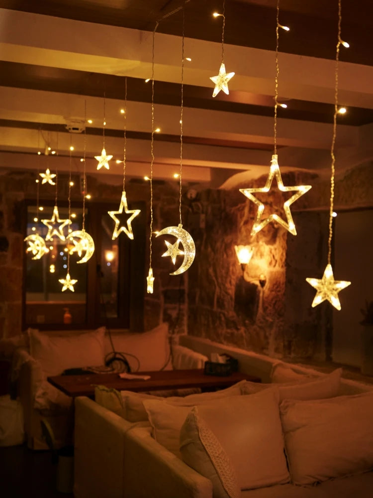 Curtain Garland Star Moon Fairy String Lights Led