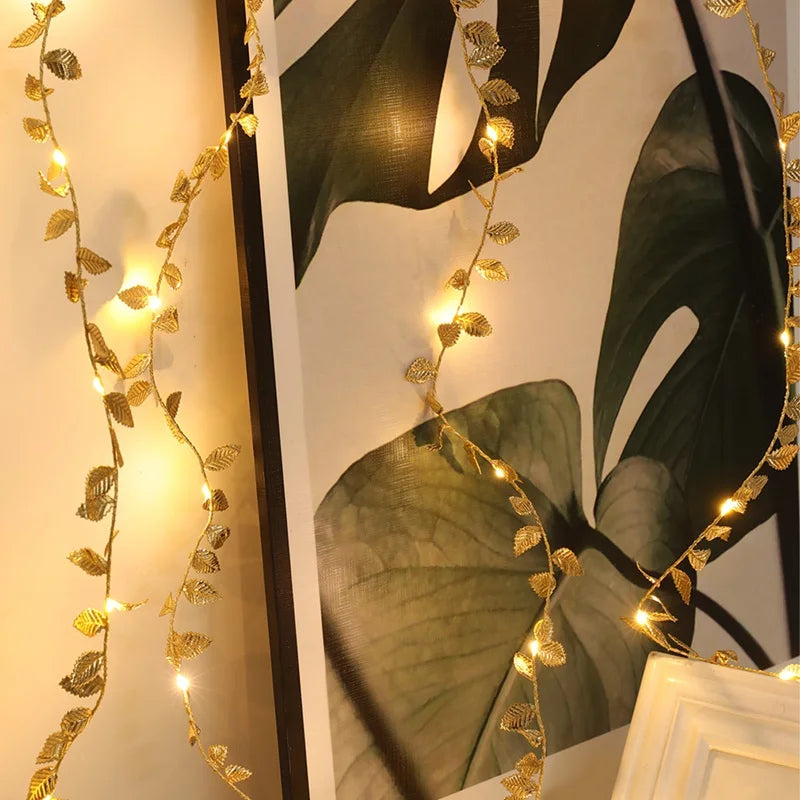 LED Battery Powerd Golden Tiny Leaves Fairy String Light