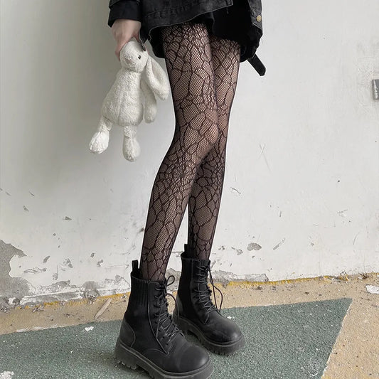 Sexy Black Spider Web Mesh Pantyhose