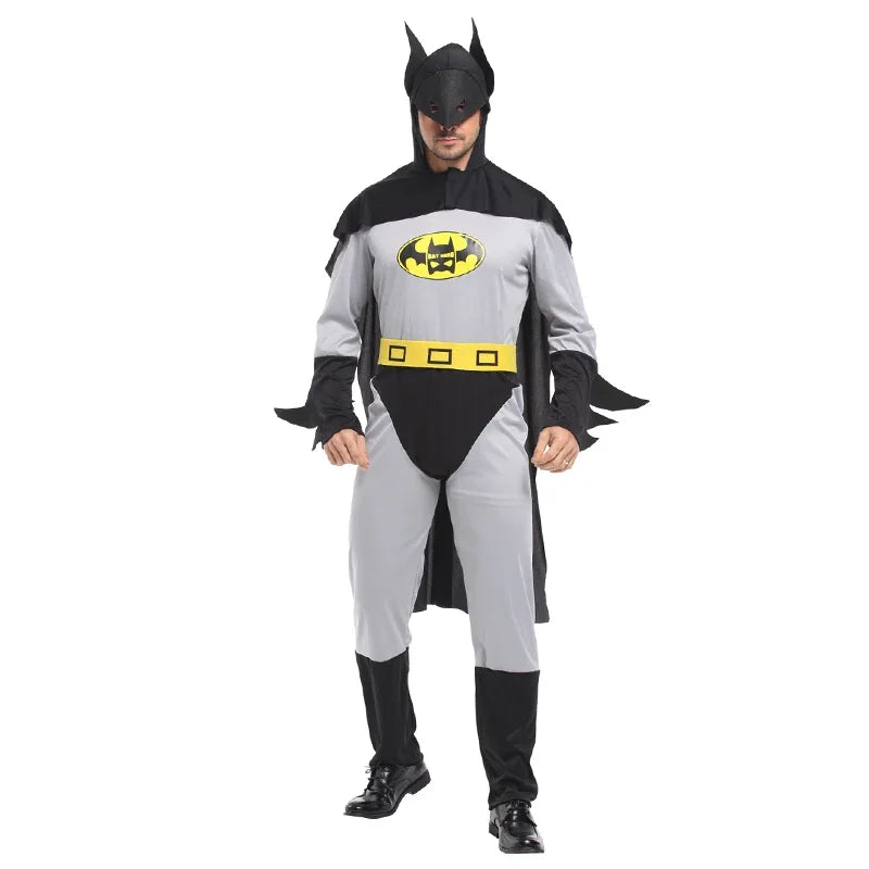 Bat Super Hero Cosplay Costume With Mask and Cloak for Adults