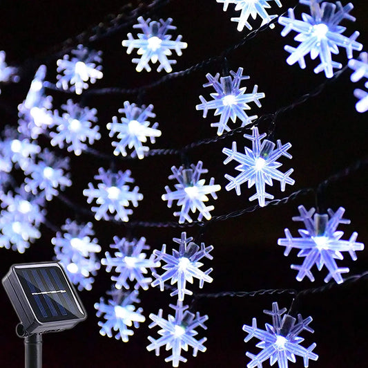 Snow Lamp Christmas Solar Snowflake String Lights