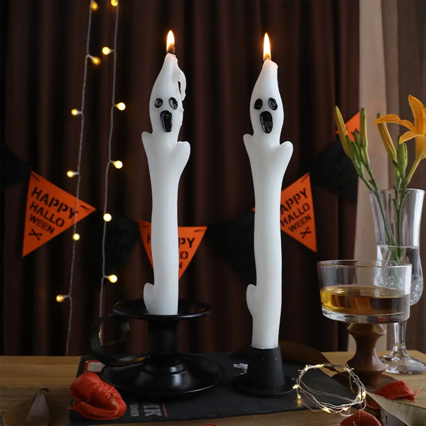 12Inch Hand-Dipped Ritual Candles With Floating Phantom Silhouettes
