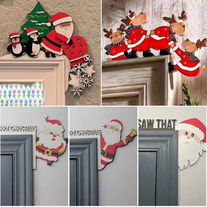 Wooden Christmas Door Frame Decoration Santa Claus