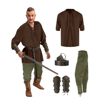 4 Pcs Halloween Men's Renaissance Costume Set