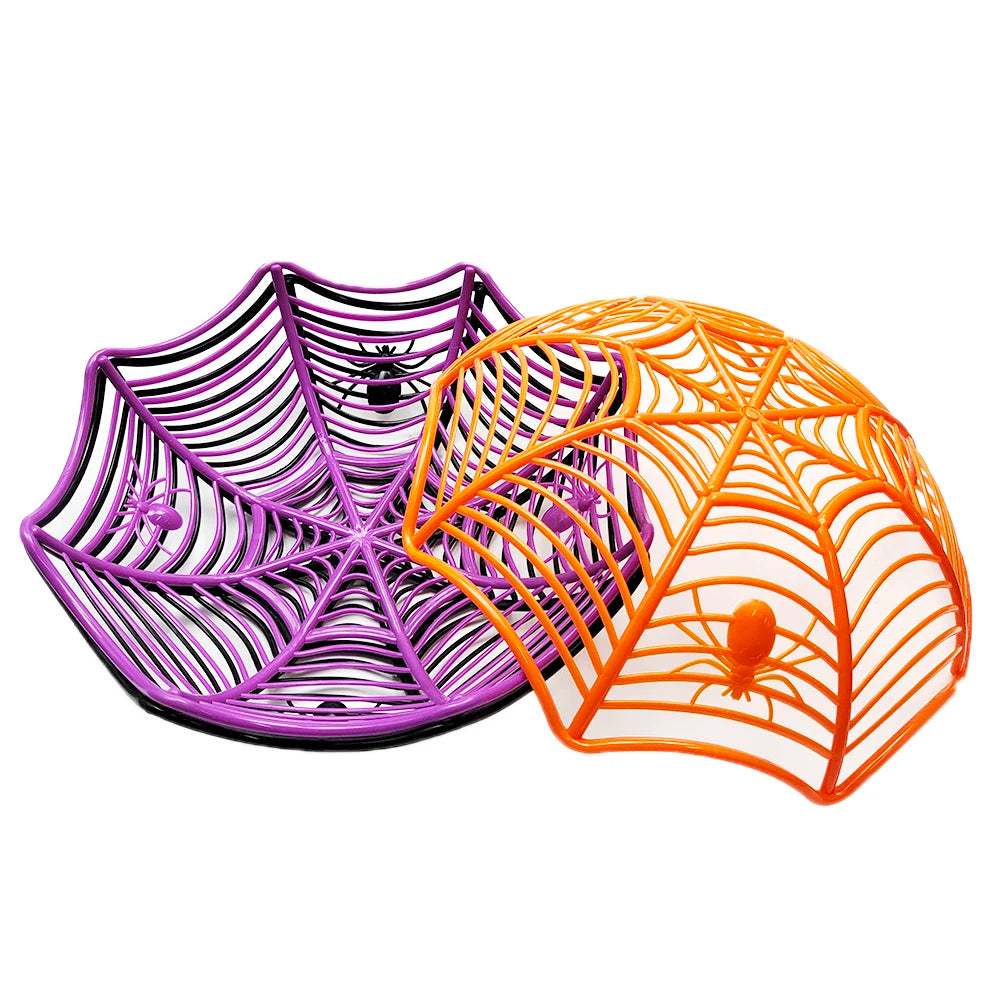 Halloween Candy Basket Black Orange Spider Web