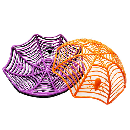 Halloween Candy Basket Black Orange Spider Web