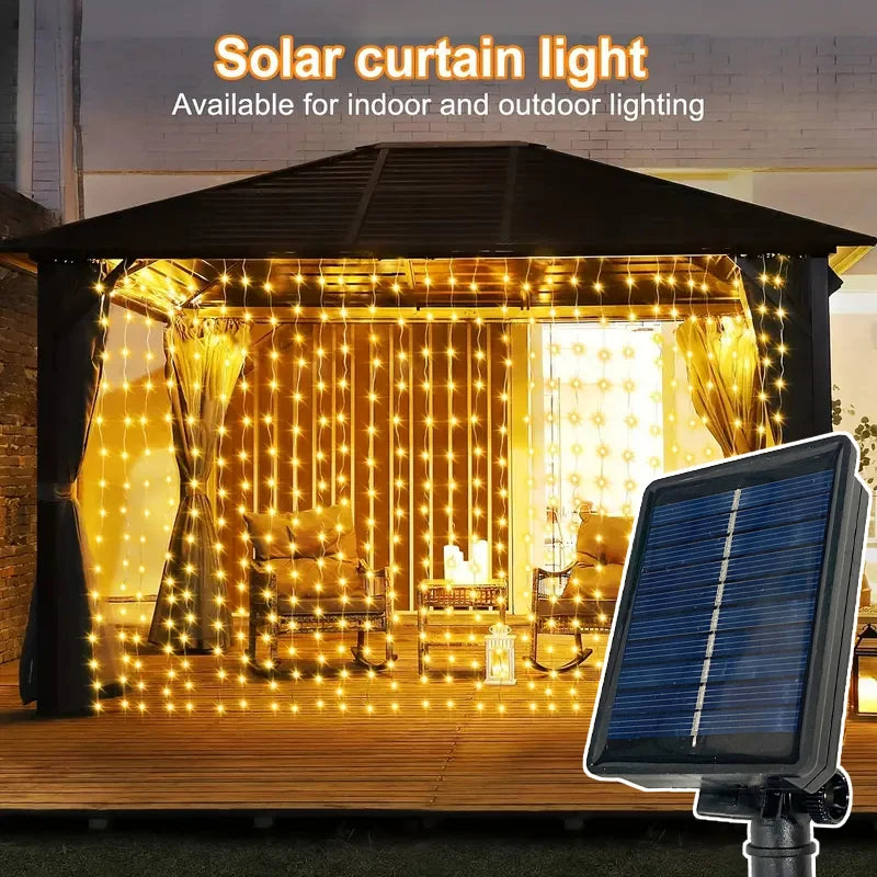 Solar Curtain Garland Led Lights