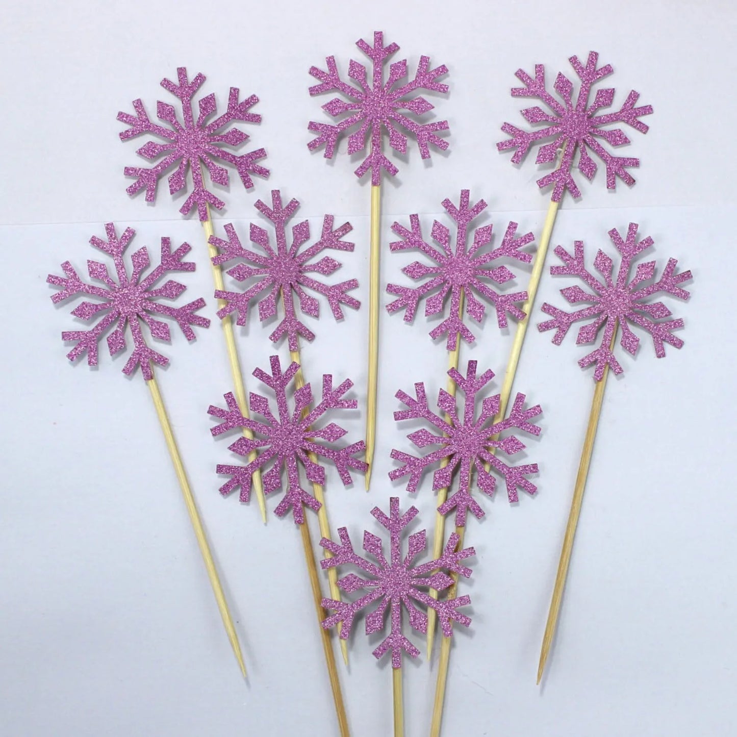 10 Pcs Snowflake Cupcake Toppers