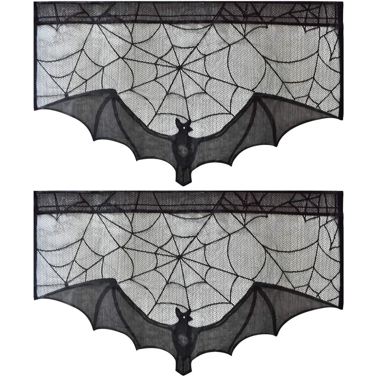 1pc Halloween Lace Curtain Black Bat Spider