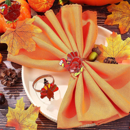 Pumpkin Maple Leaf Turkey Thanksgiving Napkin Rings 8PCS