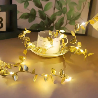 LED Battery Powerd Golden Tiny Leaves Fairy String Light