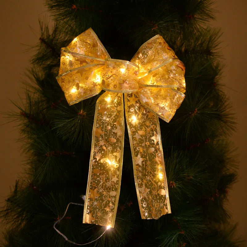 Luminous LED Bow Ribbon Xmas Tree Ornaments