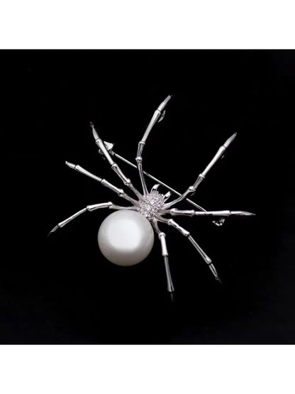 Retro Punk Goth Spider Brooch Pin for Women and Men