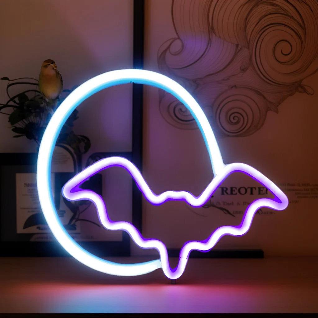 Halloween Bat Spirit LED Neon Wall Decor - USB or Battery Powered